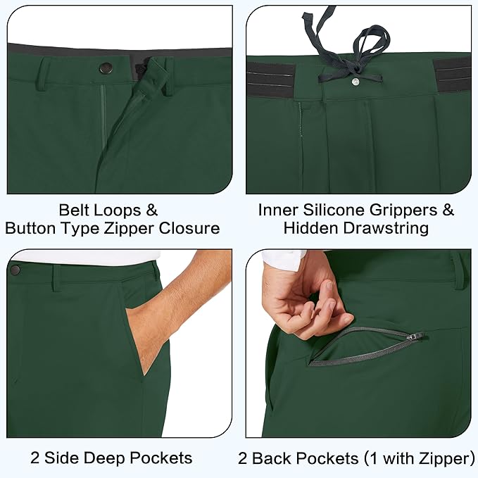 JWM Men's Stretch Golf Joggers Pants with Belt Loops - 29" 34" Slim Fit Tapered Casual Business Travel Dress Work Sweatpants