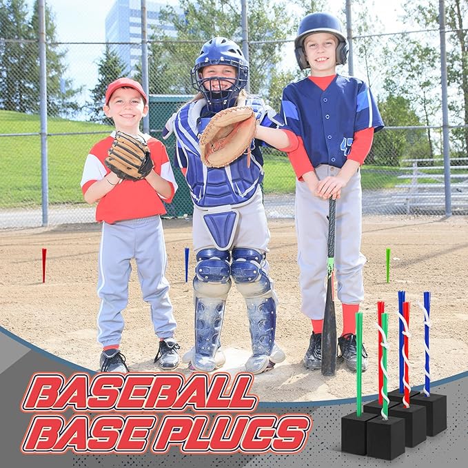 Shappy 24 Pieces Base Plugs with Tassels Heavy Duty Rubber Baseball Anchor Plug for Baseball Field Drill Softball Accessories