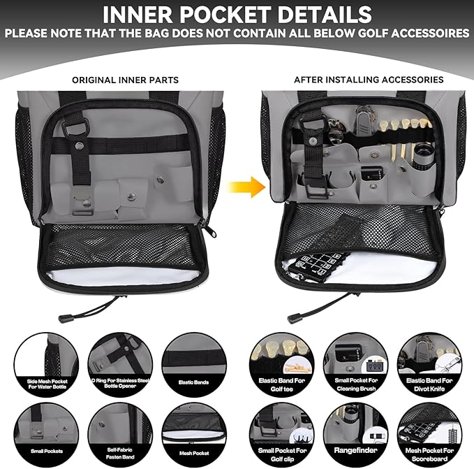 MORXPLOR Golf Cart Cooler with Magnetic Lid 12-Can Insulated Soft Cooler Bag Collapsible for Golf Cart,Golf Accessories,Lunch Camping Cooler Insulated Lunch Bag with Adjustable Shoulder Strap