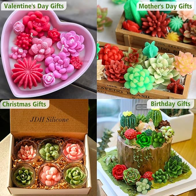 7 Pcs Succulent Fondant Molds 3D Silicone Cactus Succulents Leaves Moulds - Image 6