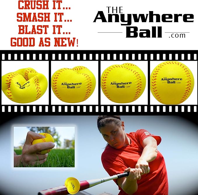 The Anywhere Ball Baseball & Softball Foam Training Ball (6 Pack Bundle)