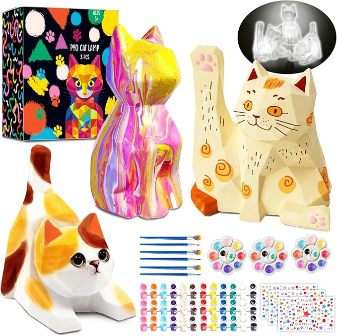 FUNZBO 3pcs Paint Your Own Cat Lamp Kit by FunzBo