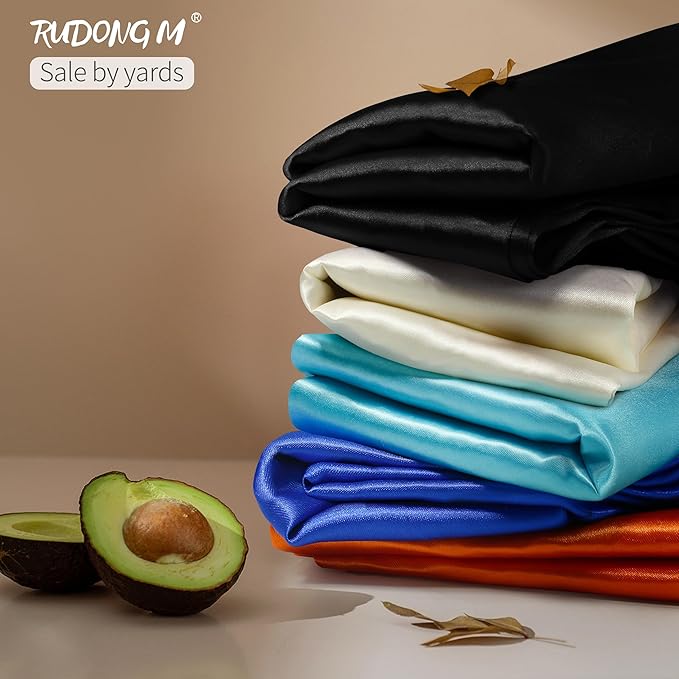 RUDONG M Black Satin Fabric by The Yard, 3 Yard x 60 Inch Wide Silky Charmeuse - Image 3
