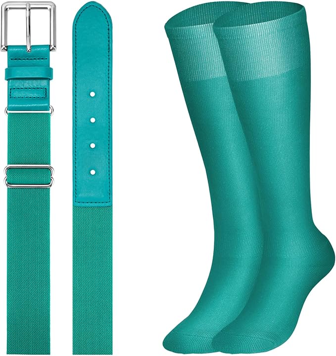XZQTIVE Baseball Softball Socks and Baseball Softball Belt Combo Set Knee-High Soccer Socks for Kids Youth Adult