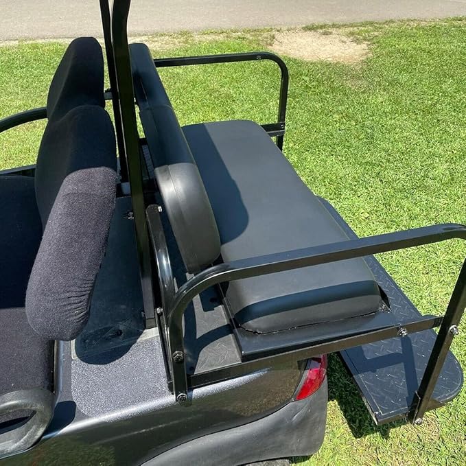 ECOTRIC Golf Cart Folding Rear Seat Kit Compatible with Club Car Precedent/Tempo/Onward (2004-UP) Gas or Electric Models Back Flip Seat Black