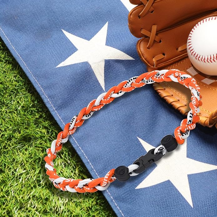 18inch Baseball Necklace,Fashion Tri-Braided Rope Tornado Necklace for Sports Fan