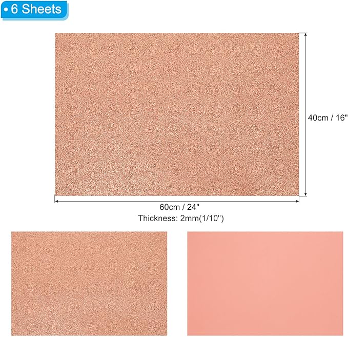 PATIKIL 2mm Thick Non Adhesive Glitter Foam Sheet 16x24inch Light Yellow - Image 2