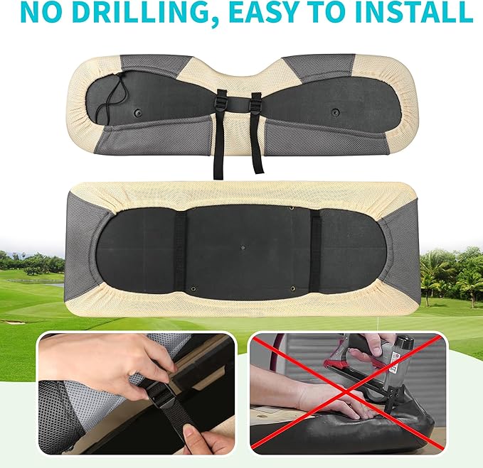 10L0L Universal Golf Cart Rear Seat Cover Dress UP Older Golf Cart Durable Breathable Material Fit Like a Glove for Yamaha EZGO and Club Car, Easy to Install
