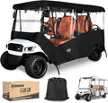 10L0L Golf Cart Enclosures Fits 6 Passenger Golf Cart Rain Cover, 600D Waterproof Driving Enclosure with Clear PVC Windshield for Extended Roof Golf