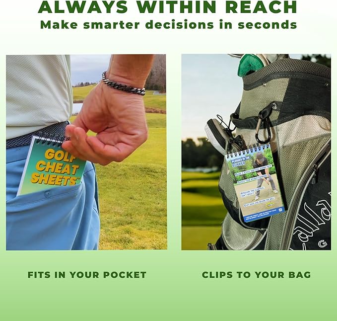 Golf Cheat Sheets - Waterproof Pocket Guide with 175+ Tips for Every Shot - Golf Training Aid Reference Cards for Beginners and Mid-Handicappers - Tear-Resistant Golf Tips Book for the Course