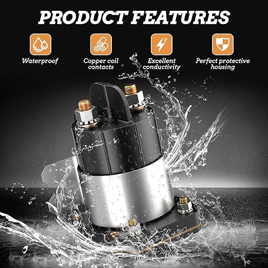 Heavy Duty 48V Golf Cart Solenoid for Yamaha Drive G22/G29 Electric 2007-up Models, 4 Terminal G29 Golf Cart Solenoid Relay Assy Replacement OEM# JU6-H1950-00 JU6-H1950-00-00 JU6H19500000