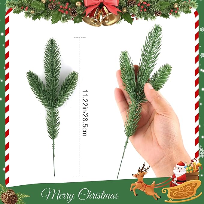 Hananona 150 Pcs Artificial Pine Branches Christmas Greenery Pine Picks DIY - Image 4