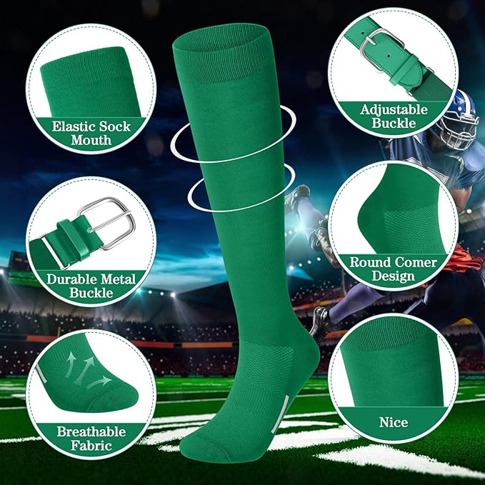 Haysandy Baseball or Softball Sock and Belt Combo Set 3 Football Baseball Socks with Softball Belt for Youth Boys Kids