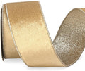 Ribbli Champagne Gold Velvet Wired Ribbon 2.5 Inch Khaki Velvet by Ribbli
