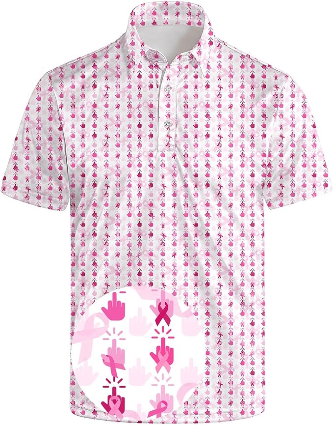 Golf Polo Shirts for Men Funny Print Short Sleeve Golf Shirts Performance Golf Polos