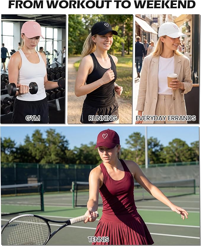 American Trends Womens Baseball Caps Cute Heart Dad Hat, Adjustable Cotton Unisex Cap for Workout, Golf & Everyday Wear