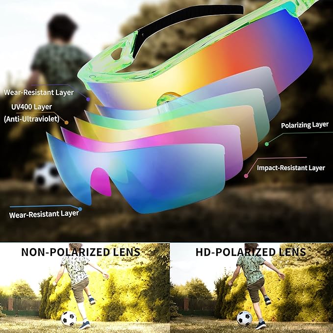FEISEDY Kids Teens Baseball Polarized Sunglasses Sports TR90 Frame Boys Girls Cycling B2454