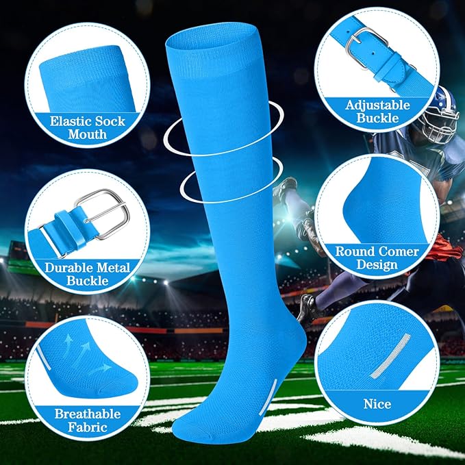 Haysandy Baseball or Softball Sock and Belt Combo Set 3 Football Baseball Socks with Softball Belt for Youth Boys Kids