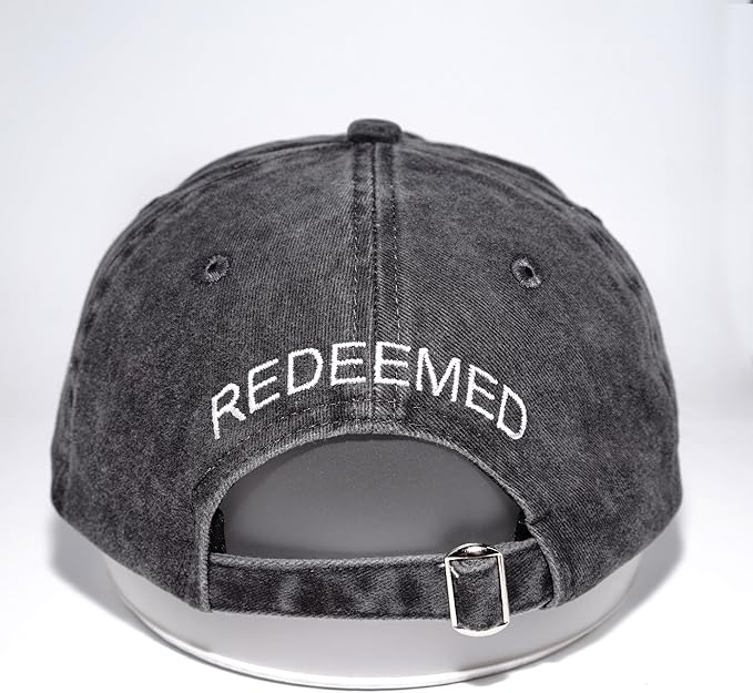 Christian Redeemed Cross Nails Hats for Men Women, Vintage Adjustable Cotton Embroidered Front & Back Baseball Cap