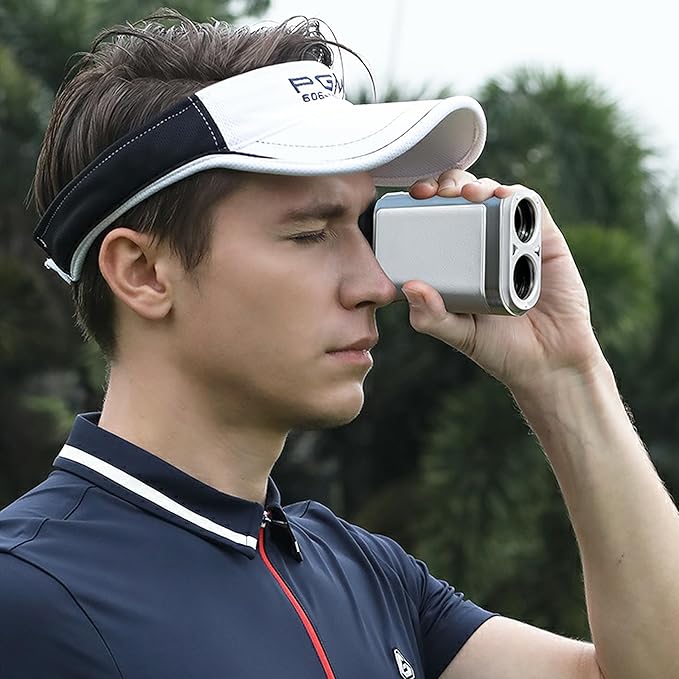 PGM Golf Rangefinder with Slope, Red/Green OLED Display & 7X Magnification Laser Range Finder, 600/1300 Yards Golf Distance Finder with Pin Lock Vibration, Magnetic Mount & Type-C Rechargeable