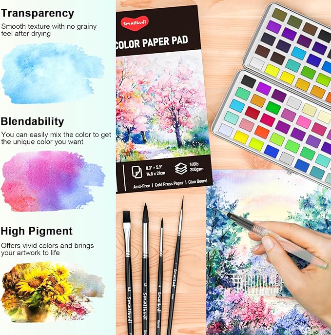 Watercolor Paint Set 100 Colors Including Metallic, Watercolor Kit - Image 3