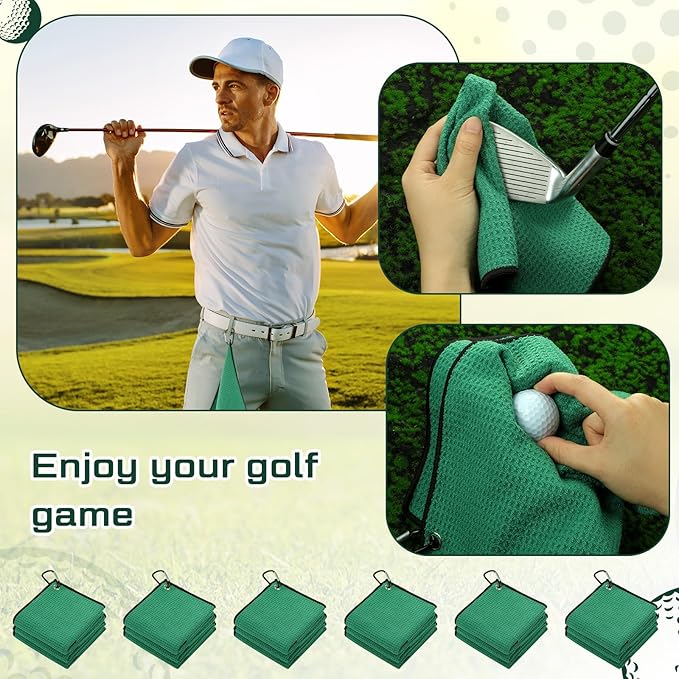 Batiyeer Golf Towel Bulk for Golf Bags 16'' x 16'' Microfiber Fabric Towel with Clip Waffle Pattern, Fitness, Camping, Hiking, Yoga