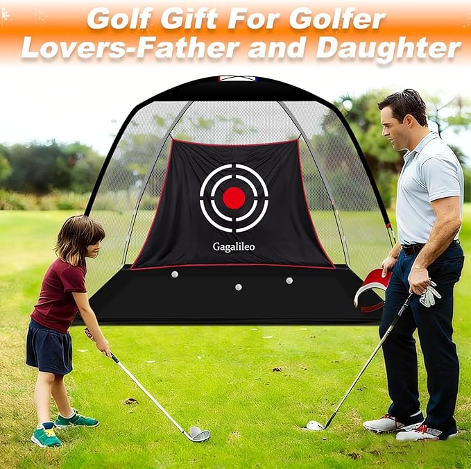 Gagalileo Golf Hitting Net Backyard Driving: 10x7FT Professional Backstop with Silent Velvet Target Portable Practice for Men Dad Complete Sport Set Gift