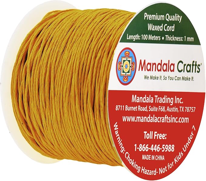 Mandala Crafts 1mm 109 Yards Dark Goldenrod Cotton Waxed Cord - Image 2