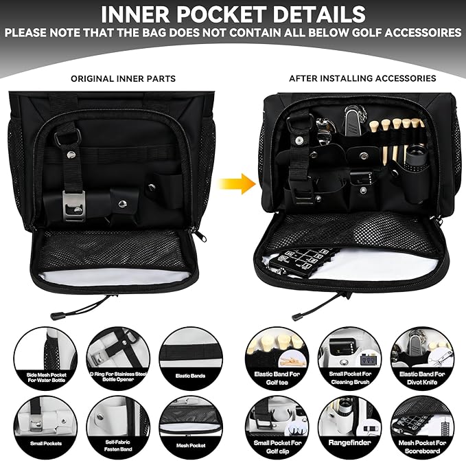 MORXPLOR Golf Cart Cooler with Magnetic Lid 12-Can Insulated Soft Cooler Bag Collapsible for Golf Cart,Golf Accessories,Lunch Camping Cooler Insulated Lunch Bag with Adjustable Shoulder Strap