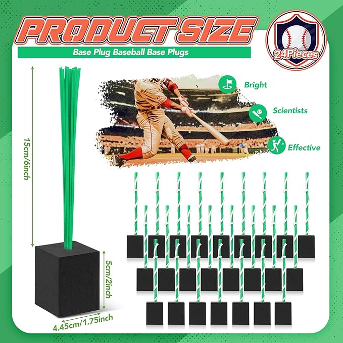 Shappy 24 Pieces Base Plugs with Tassels Heavy Duty Rubber Baseball Anchor Plug for Baseball Field Drill Softball Accessories