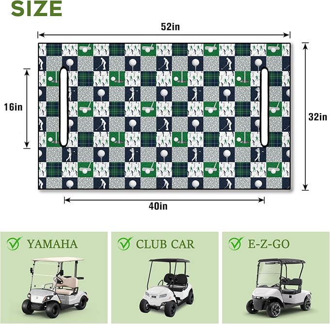 Golf Cart Seat Covers Club Car Golf Cart Accessories for Men Women Golf Carts Seat Towel Blanket 2-Seat Golf Cart Decorations