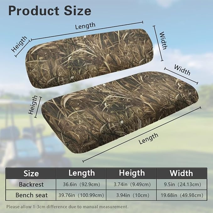 Bulopur Duck Hunting Camo Golf Cart Seat Cover for Bench and Backrest 2 Piece Golf Cart Seat Towel Covers Club Car Ezgo Tex Golfcart Accessories Cushion Cover