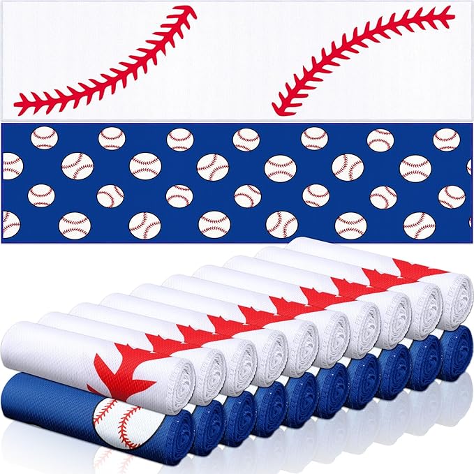 FuWeave 24 Pcs Sports Cooling Towels Baseball Basketball Softball 40 x 12 Inch Breathable Soccer Football Volleyball Microfiber Ice Towel Fast Drying for Sport Party Favors Team Gift(Blue,Baseball)