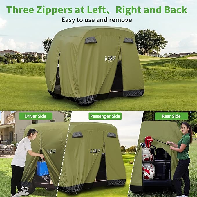 10L0L Universal 2-4 Passenger Golf Cart Cover for Yamaha, EZGO, Club Car, Waterproof Sunproof and Durable
