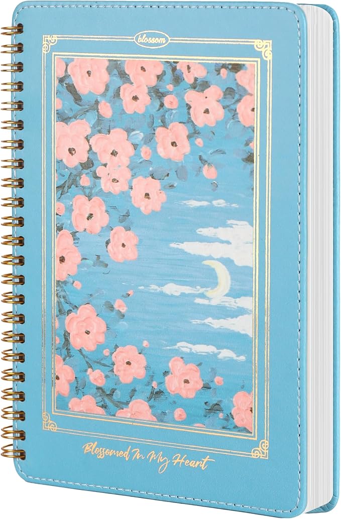 Spiral Notebook for Women, Durable A5 Leather Hardcover Notebooks, 140 Lined by MGGAO