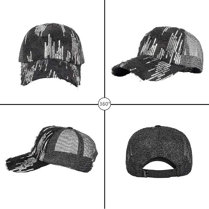 Hoce Fashion Rhinestone Denim Baseball Cap Studded Bling Hat for Women