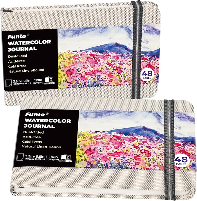 Funto Watercolor Journal, 2 Pack, 24 Sheets Each, Cold-Pressed by FUNTO