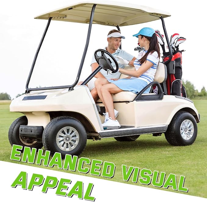8 Inch Golf Cart Hub Caps Wheel Covers for EZGO Club Car Yamaha Accessories, Snap-On Plastic Hubcaps Set of 4, Silver Chrome Finish for Most 8" Wheels (Silver)