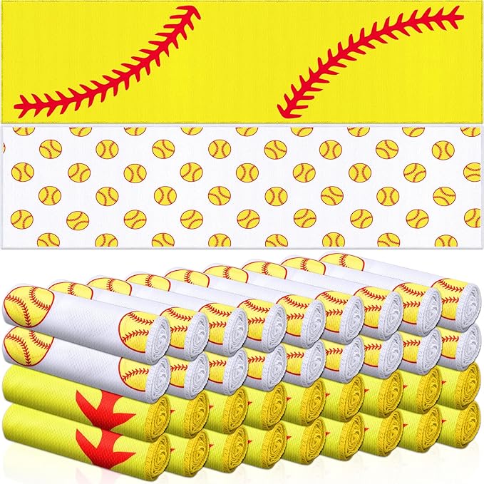 FuWeave 36 Pcs Sports Cooling Towels Baseball Basketball Softball Breathable Soccer Football Volleyball Microfiber Ice Towel Fast Drying for Party Favors Team Gift (Softball,40 x 12 Inch)