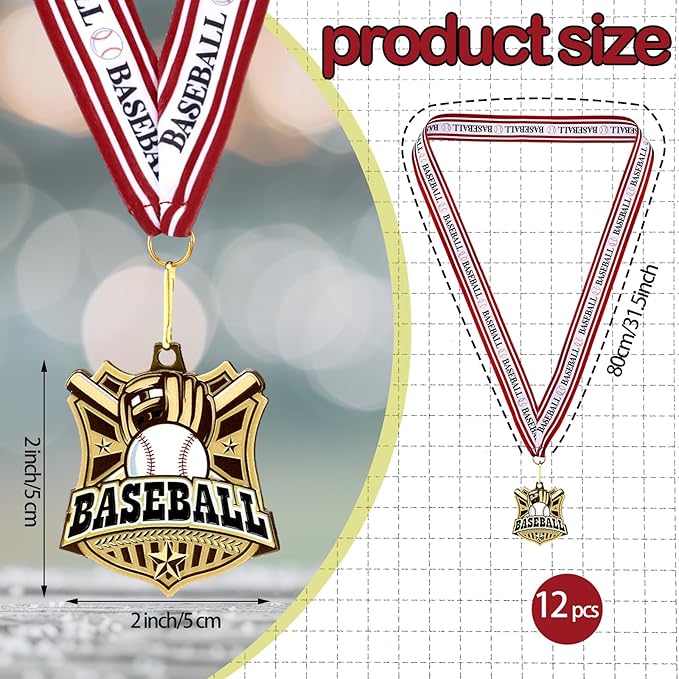 Ecation Medals with Neck Ribbons Soccer Awards Medals Baseball Team Awards Softball T-Ball Flag Football Trophy for Kids Sports Competitions Celebration Gift