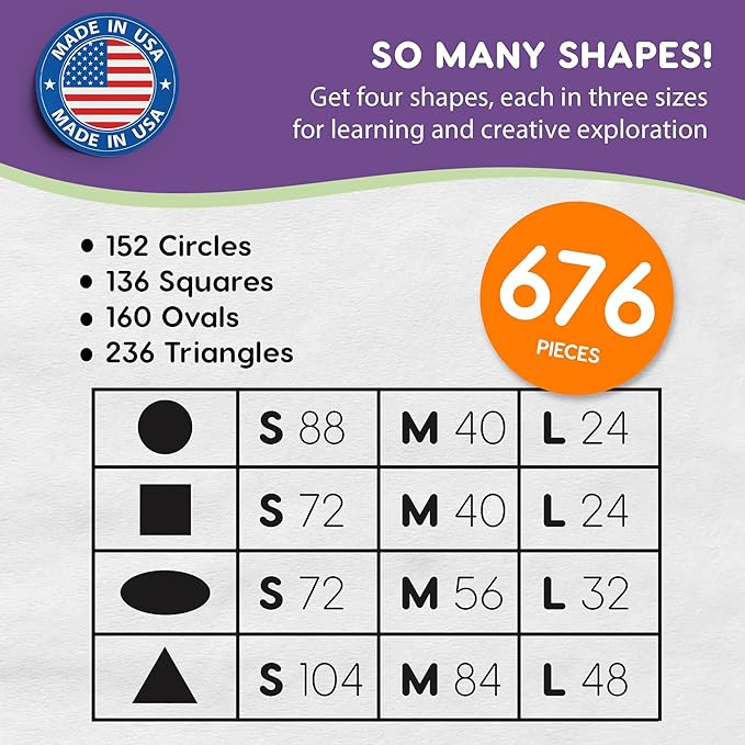 Basic Shapes 1: Circles, 676 Pieces US Made Card Stock Punch Out Geometric - Image 4