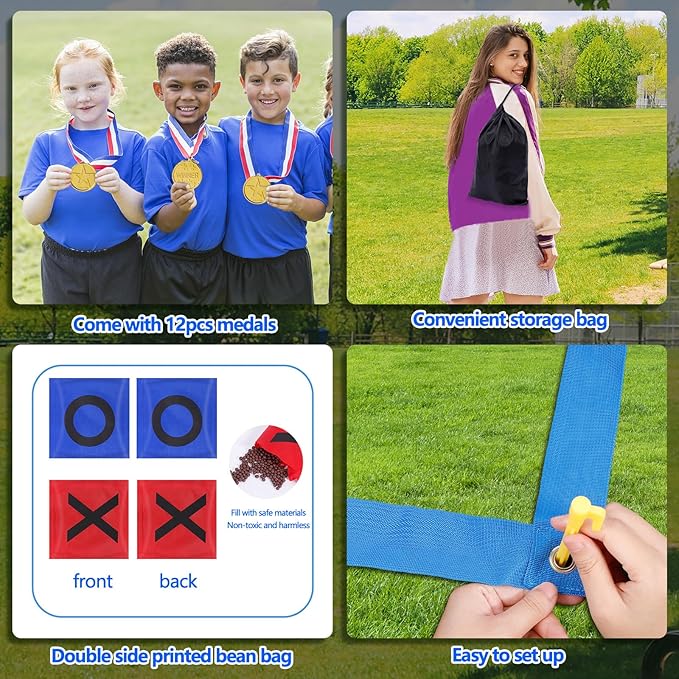CWLAKON Outdoor Giant Tic Tac Toe Bean Bag Toss Games - Image 6