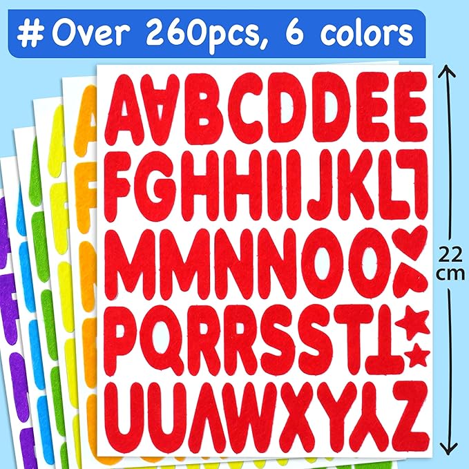 EZCRA Felt Alphabet Stickers, Large Self-Adhesive A-Z Puffy Letters - Image 2