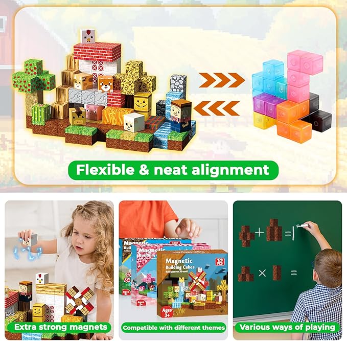 Goody King Magnetic Blocks | 120PCS Magnetic Building Blocks, Magnetic Farm - Image 5