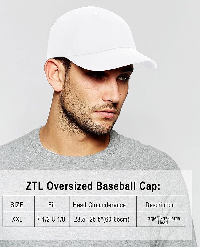 Oversize XXL Baseball Cap for Big Heads 23.6"-25.6", Extra Large Cotton Baseball Hat, Plus Size Unstructured Dad Hats