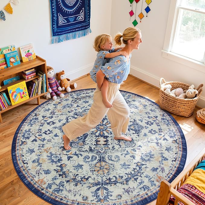 Lahome Bohemian Washable Round Rugs 6ft, Large Circle Rug - Image 2