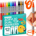 ARTISTRO 12 Dual Tip Brush + Fine Acrylic Paint Markers by ARTISTRO