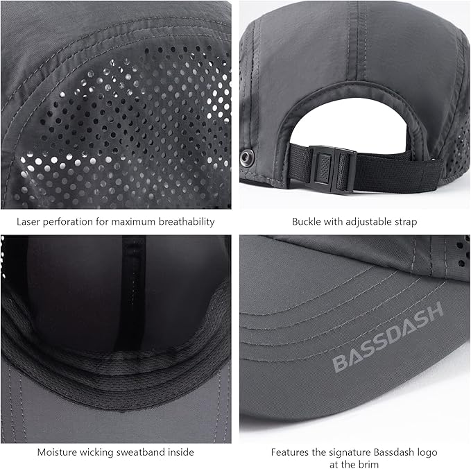 BASSDASH UPF 50+ Foldable Fishing Hat Baseball Cap with Removable Neck Flap Portable for Men Women Golf Hiking