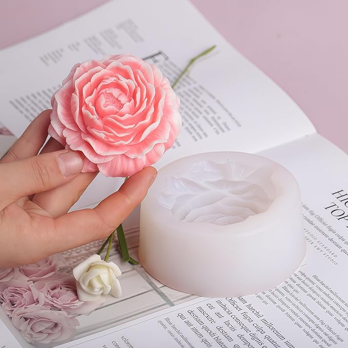 2PCS Peony Rose Flower Candle Silicone Mold Resin Soap Clay Chocolate Jelly - Image 7