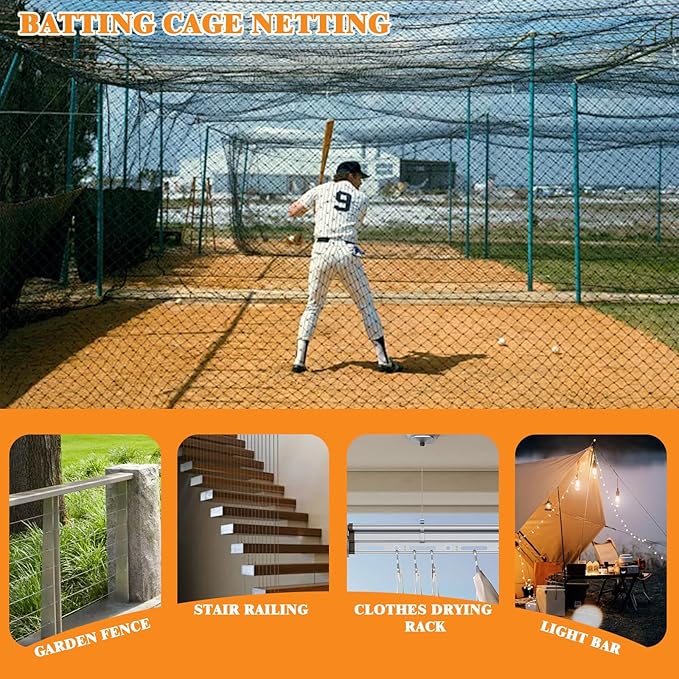 230FT Batting Cage Cable Kit for 55FT, 5mm Stainless Steel Batting Cage Netting Wire Tension Hanging Kit for DIY Baseball and Softball Hitting Tunnels